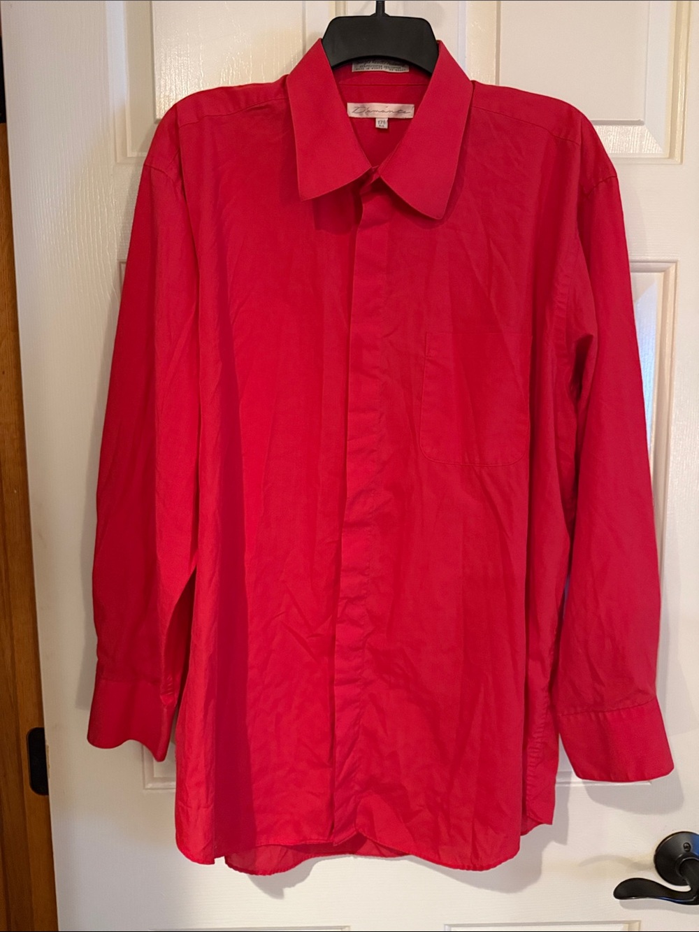 Men's Long-Sleeve Red Dress Shirt - Classic Point Collar